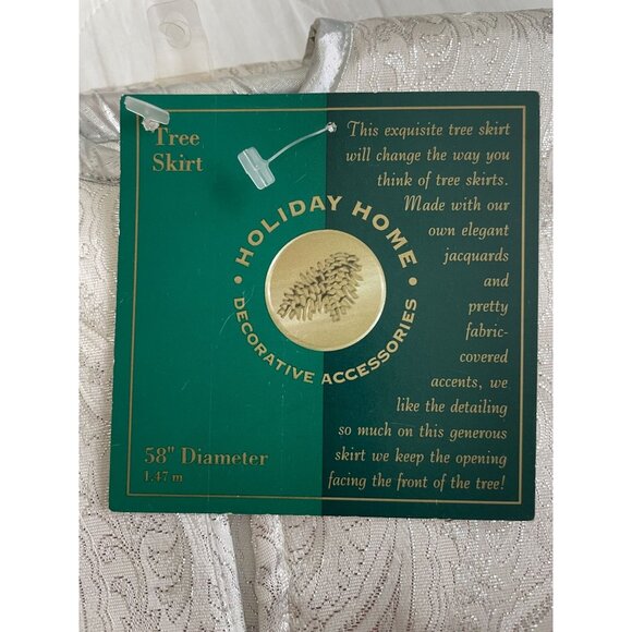 Holiday Home Decorative Tree Skirt 58" Diameter Elegant Jacquard Fabric Buttons - Picture 6 of 9